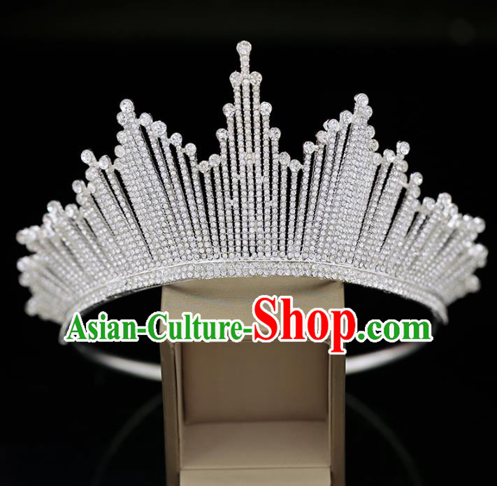 Top Grade Handmade Crystal Royal Crown Baroque Princess Wedding Hair Accessories for Women