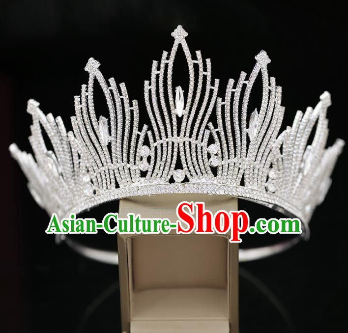 Top Grade Handmade Bride Crystal Royal Crown Baroque Princess Wedding Hair Accessories for Women