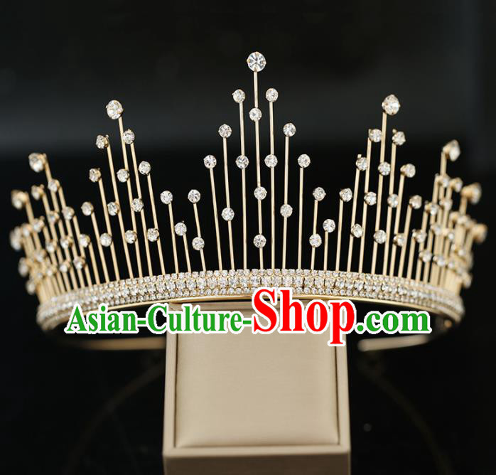 Top Grade Handmade Baroque Crystal Royal Crown Princess Wedding Bride Hair Accessories for Women