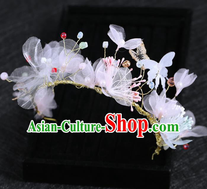 Top Grade Handmade Baroque Princess Silk Flowers Royal Crown Wedding Bride Hair Accessories for Women