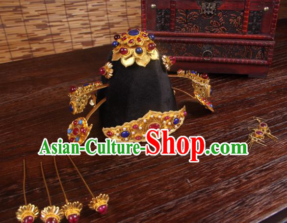 Handmade Chinese Ming Dynasty Wedding Hair Crown Hairpins Ancient Queen Traditional Hanfu Hair Accessories for Women