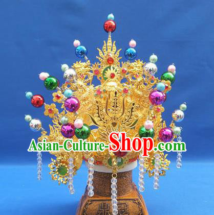 Handmade Chinese Ancient Goddess Queen Golden Phoenix Coronet Hairpins Traditional Hanfu Hair Accessories for Women