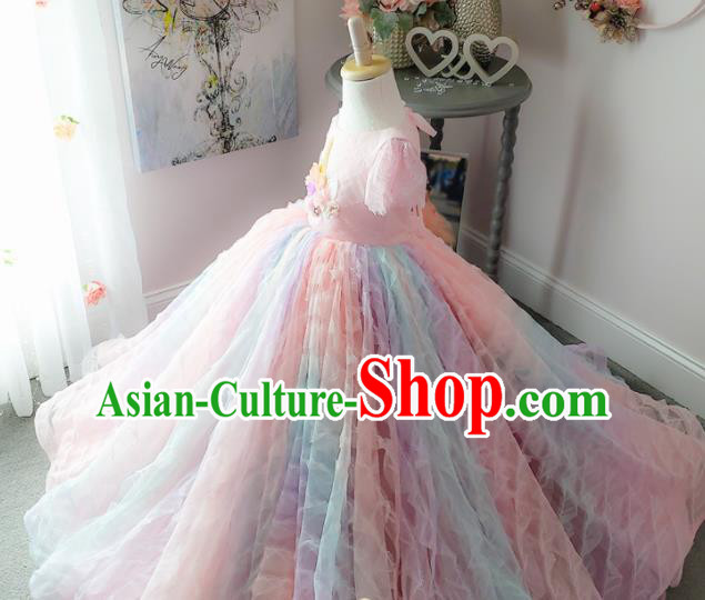 Top Grade Stage Show Costume Catwalks Princess Rainbow Bubble Full Dress for Kids