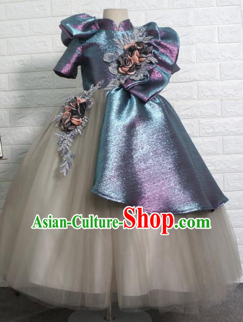 Top Grade Stage Show Dance Costume Catwalks Court Princess Long Bubble Full Dress for Kids