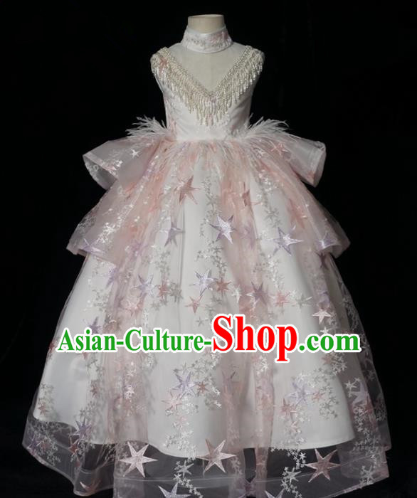 Top Grade Stage Show Dance Compere Full Dress Catwalks Court Princess Costume for Kids