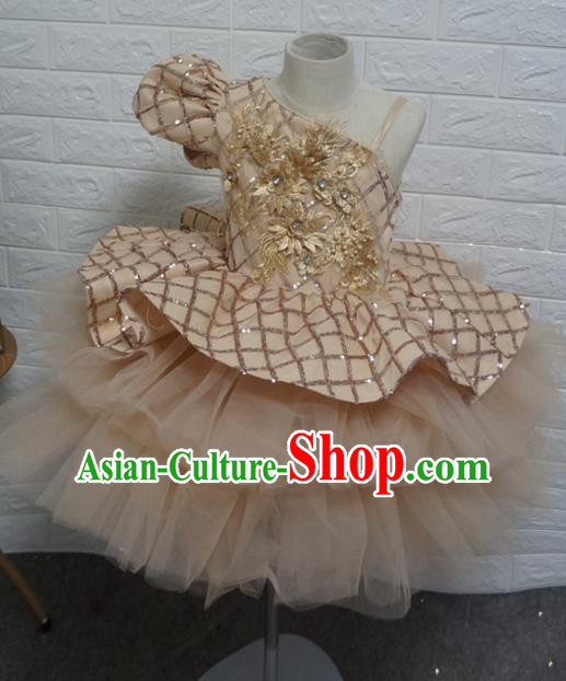 Top Grade Stage Show Dance Champagne Bubble Full Dress Catwalks Court Princess Costume for Kids