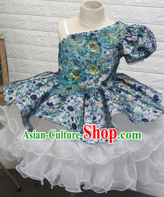 Top Grade Stage Show Dance Short Bubble Full Dress Catwalks Court Princess Costume for Kids