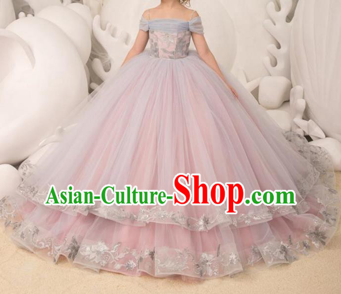 Top Grade Stage Show Compere Big Swing Dress Catwalks Court Princess Dance Costume for Kids