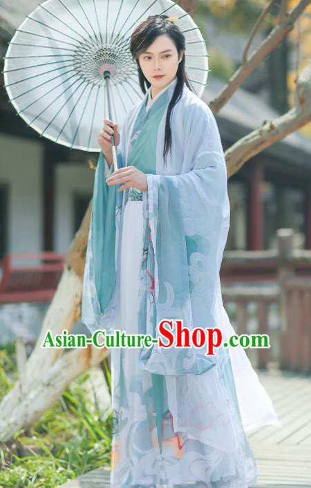 Chinese Jin Dynasty Nobility Childe Embroidered Hanfu Clothing Traditional Ancient Prince Swordsman Historical Costume for Men