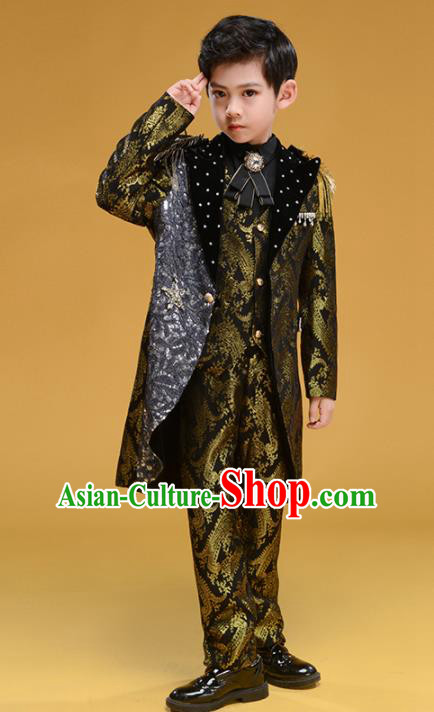 Professional Boys Catwalks Stage Show Clothing Modern Fancywork Compere Costume for Kids