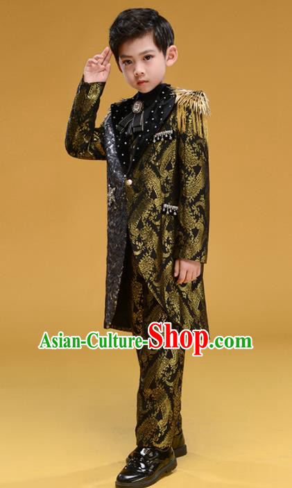 Professional Boys Catwalks Stage Show Clothing Modern Fancywork Compere Costume for Kids