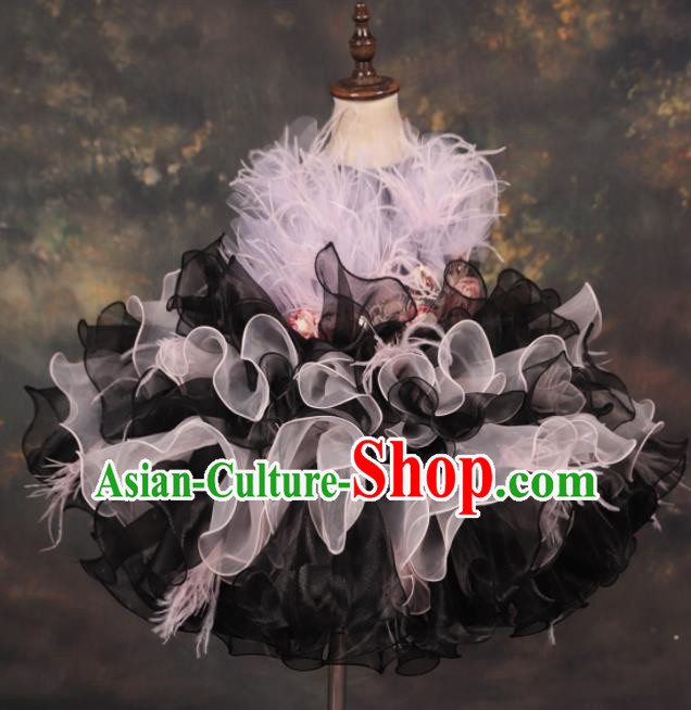 Professional Catwalks Stage Show Dance Bubble Dress Modern Fancywork Compere Court Princess Costume for Kids