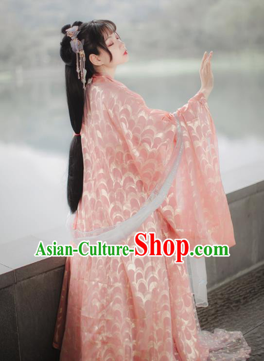 Traditional Chinese Tang Dynasty Princess Pink Hanfu Dress Traditional Ancient Peri Goddess Historical Costume for Women
