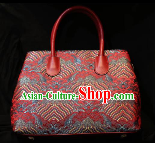 Handmade Chinese Classical Wedding Handbag Bride Red Brocade Bags for Women