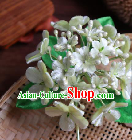 Chinese Handmade Green Velvet Flowers Hairpins Ancient Palace Headwear for Women