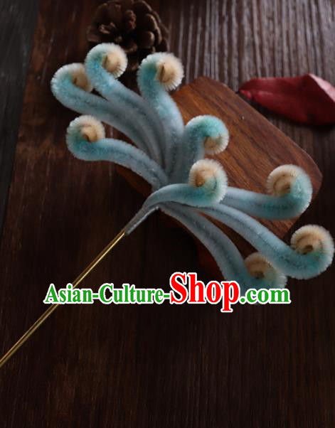 Chinese Handmade Velvet Phoenix Hairpins Ancient Palace Hair Accessories Headwear for Women