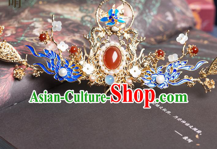 Chinese Handmade Phoenix Hair Crown Hairpins Ancient Princess Hair Accessories Headwear for Women