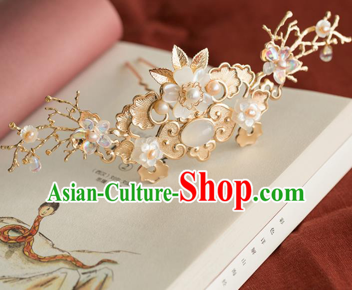 Chinese Handmade Golden Hair Crown Hairpins Ancient Princess Hair Accessories Headwear for Women