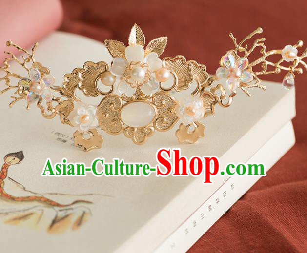 Chinese Handmade Golden Hair Crown Hairpins Ancient Princess Hair Accessories Headwear for Women
