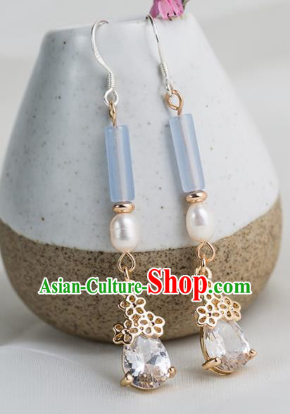 Handmade Chinese Classical Hanfu Crystal Earrings Ancient Palace Ear Accessories for Women