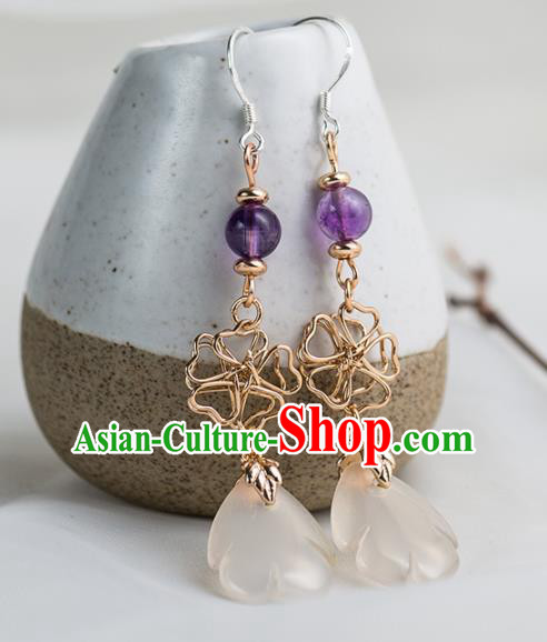 Handmade Chinese Classical Hanfu Jade Earrings Ancient Palace Ear Accessories for Women