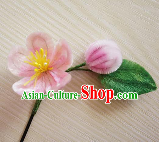 Chinese Handmade Palace Pink Plum Blossom Velvet Hairpins Ancient Queen Hair Accessories Headwear for Women