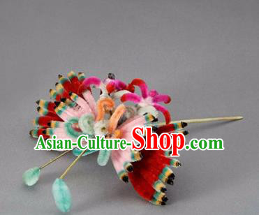 Chinese Handmade Palace Velvet Butterfly Hairpins Ancient Queen Hair Accessories Headwear for Women