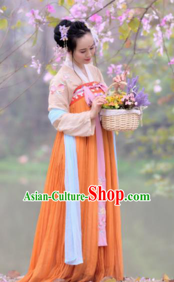 Chinese Traditional Tang Dynasty Young Lady Historical Costume Ancient Peri Hanfu Dress for Women