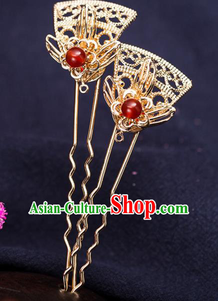 Chinese Handmade Hanfu Golden Hairpins Ancient Princess Hair Accessories Headwear for Women