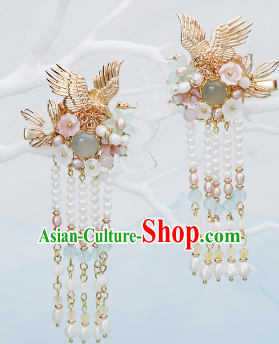 Chinese Handmade Hanfu Crane Hair Claws Hairpins Ancient Princess Hair Accessories Headwear for Women