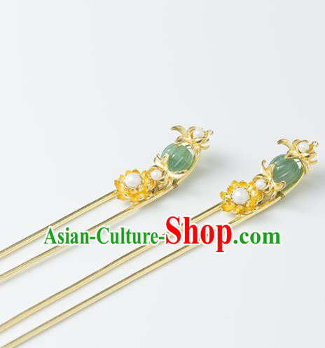 Chinese Handmade Hanfu Golden Hairpins Ancient Princess Hair Accessories Headwear for Women