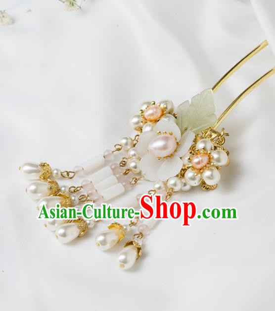 Chinese Handmade Hanfu Pearls Tassel Hairpins Ancient Princess Hair Accessories Headwear for Women