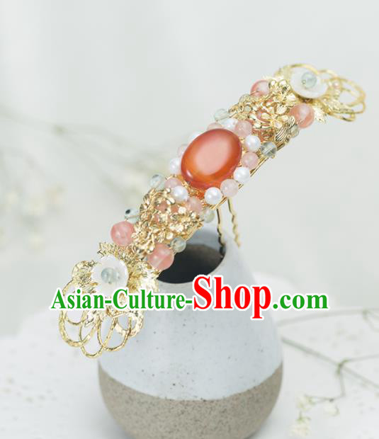 Chinese Handmade Hanfu Agate Hairpins Ancient Princess Hair Accessories Headwear for Women