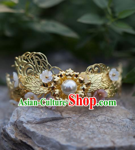 Chinese Handmade Hanfu Golden Hair Crown Hairpins Ancient Princess Hair Accessories Headwear for Women