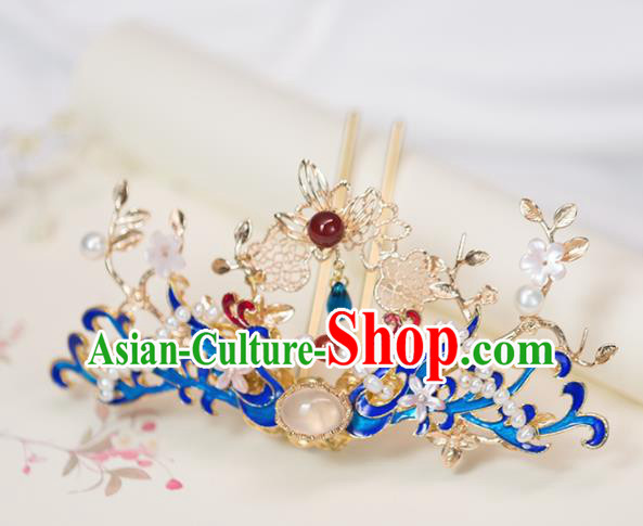 Chinese Handmade Hanfu Blueing Phoenix Hairpins Ancient Princess Hair Accessories Headwear for Women