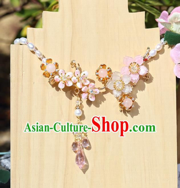 Handmade Chinese Classical Pearls Necklet Ancient Palace Hanfu Necklace Accessories for Women