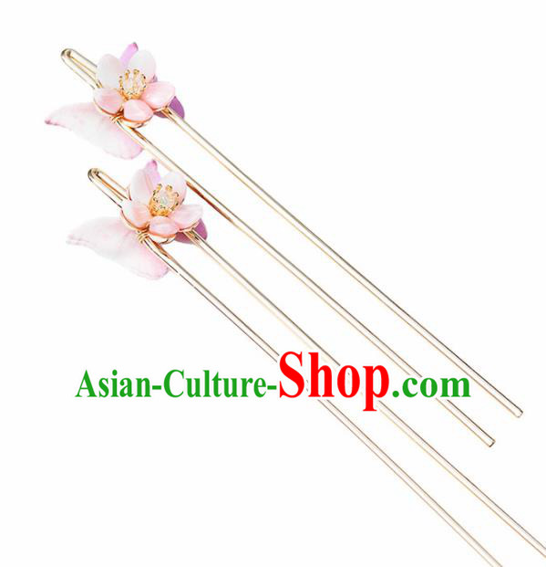 Chinese Handmade Hanfu Pink Butterfly Hairpins Ancient Princess Hair Accessories Headwear for Women