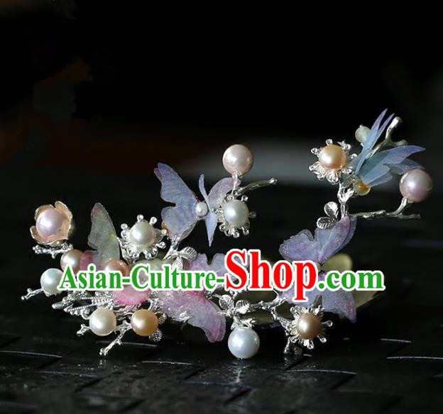Chinese Handmade Hanfu Silk Butterfly Hair Claw Hairpins Ancient Palace Princess Hair Accessories Headwear for Women