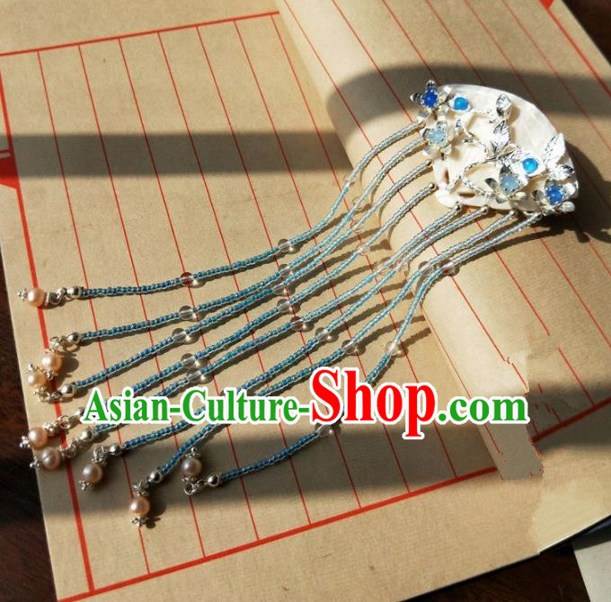 Chinese Handmade Hanfu White Shell Hair Clip Hairpins Ancient Palace Princess Hair Accessories Headwear for Women