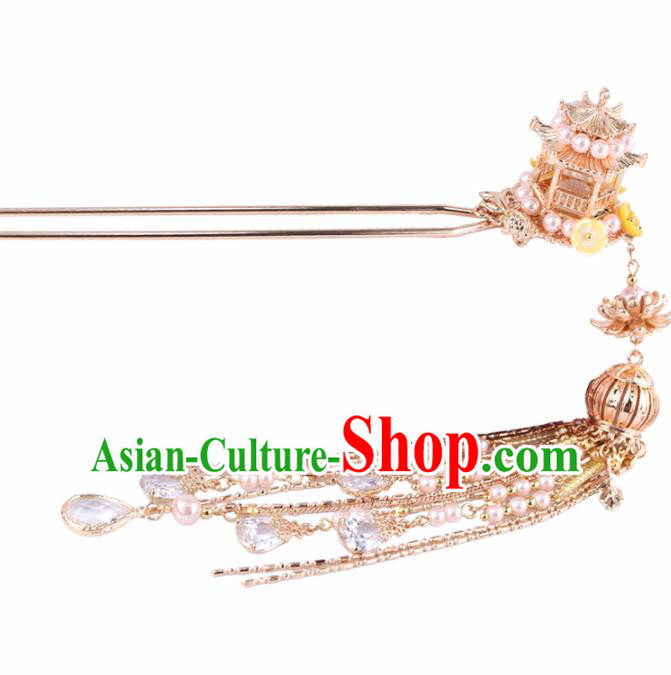 Chinese Handmade Palace Tassel Hairpins Ancient Princess Hanfu Hair Accessories Headwear for Women