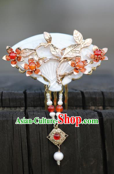 Chinese Handmade Hanfu Shell Hair Comb Hairpins Ancient Palace Princess Hair Accessories Headwear for Women