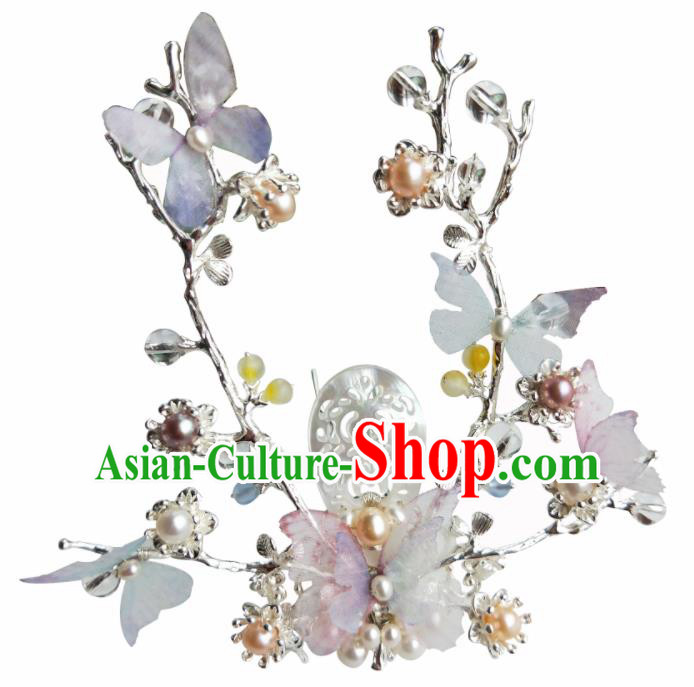 Chinese Handmade Hanfu Shell Hair Crown Hairpins Ancient Palace Princess Hair Accessories Headwear for Women