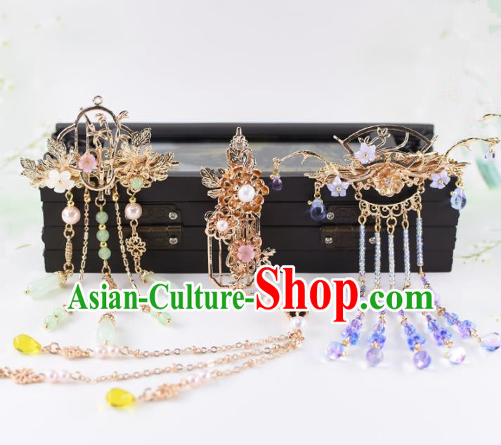 Chinese Handmade Palace Tassel Hair Stick Hairpins Ancient Princess Hanfu Hair Accessories Headwear for Women