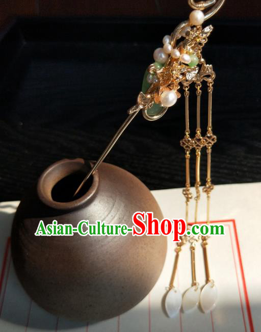 Chinese Handmade Hanfu Hair Clip Jade Hairpins Ancient Palace Princess Hair Accessories Headwear for Women