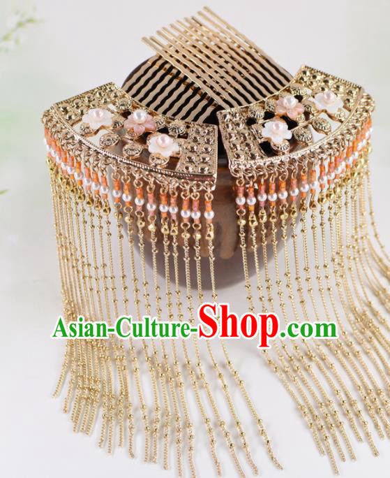 Chinese Handmade Palace Tassel Hair Combs Hairpins Ancient Princess Hanfu Hair Accessories Headwear for Women