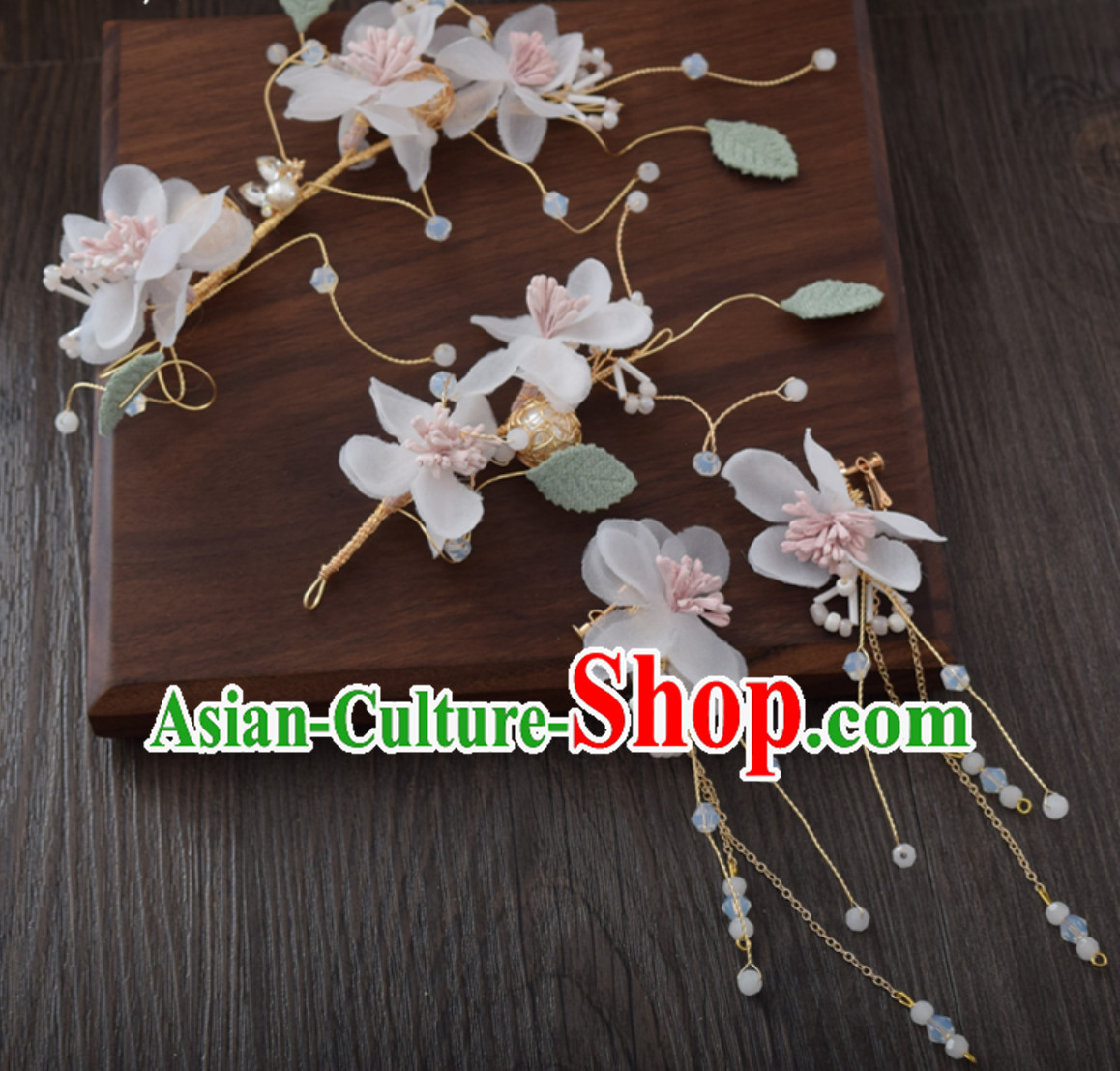 Clasical Handmade Flower Head Wear Garland Hair Jewelry and Earrings for Women