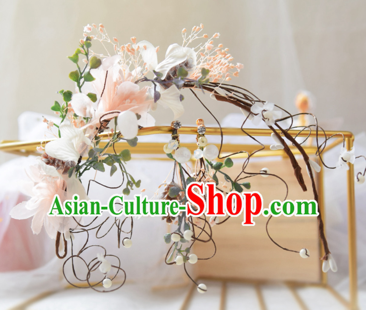 Top Handmade Flower Head Wear Garland Hair Jewelry and Earrings for Women