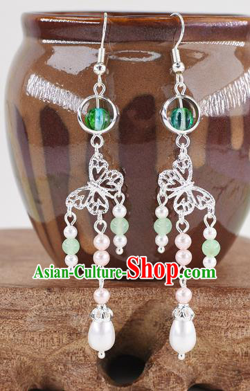 Handmade Chinese Classical Beads Earrings Ancient Palace Hanfu Ear Accessories for Women