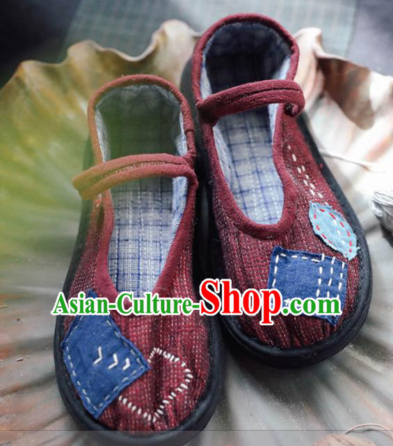 Chinese Cloth Shoes Traditional Red Linen Shoes National Hanfu Shoes for Women