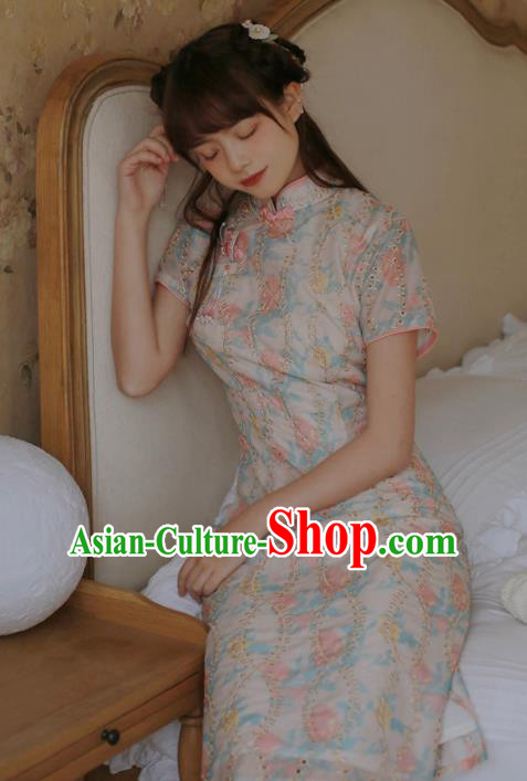 Chinese Classical National Printing Cheongsam Traditional Tang Suit Qipao Dress for Women